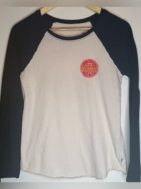 Vans Off The Wall Raglan Tee XS Black White Long Sleeve Logo Shirt